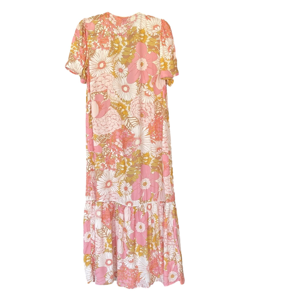 Floral Pink and Gold Maxi Dress - Picture 8 of 13